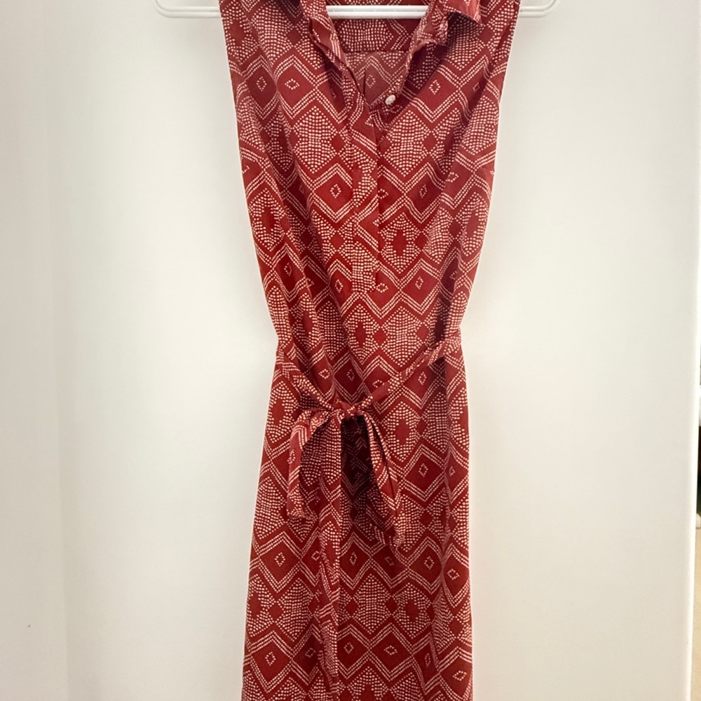 Banana Republic Red Geometric Midi Dress